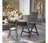 Outsunny Outdoor Folding Rattan Chair, Dining Chair, Mixed-grey