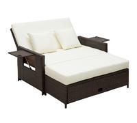 OUTSUNNY Outdoor Garden Rattan Furniture Set 2 Seater Patio Sun Lounger Daybed Sunbed in Brown Outsunny Brown