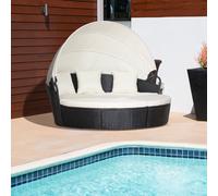 OUTSUNNY Rattan Garden Daybed Sun Lounger Sofa Set w/ Canopy in Black Outsunny Black