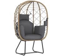 OUTSUNNY Rattan Garden Egg Chair with Thickened Cushion, Headrest, Brown Outsunny Brown