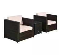 Outsunny Rattan Garden Furniture 2 Seater Sofa Furniture Set W/Cushions, Steel Frame-Brown