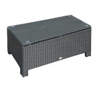 Outsunny Rattan Garden Furniture Coffee Table Patio Iron Frame Tempered Glass (Black)