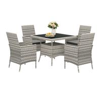 Outsunny 4 Seater Rattan Garden Furniture Set with Cushion, Mixed-Grey, Grey