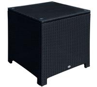 Outsunny Rattan Garden Furniture Side Table Patio Frame Tempered Glass New -Black