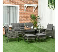 Outsunny Rattan Garden Furniture Sofa Set - Grey, Grey