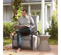 (Grey) Outsunny Rattan Garden Recliner Chair Sun Lounger w/ Side Tray