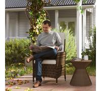 Outsunny Rattan Garden Recliner Chair With Adjustable Backrest, Cream White
