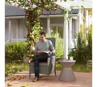 OUTSUNNY Rattan Garden Recliner Chair with Adjustable Backrest in Grey | Size: Armchair Outsunny Grey Armchair