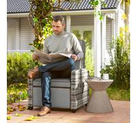 Outsunny Rattan Garden Recliner Sun Lounger w/ Flip Table, Mixed Grey/Grey, Grey