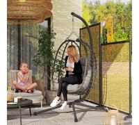 Outsunny Rattan Hanging Egg Chair W/ Stand, Cushion, Headrest In Light Grey Light Grey