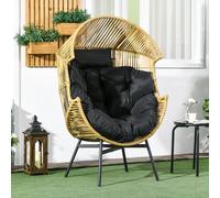 Outsunny Rattan Leisure Chair w/ Cushion - Garden Egg Chair with Headrest - Sand brown | TJ Hughes