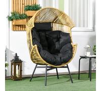 Outsunny Rattan Leisure Chair w/ Cushion - Garden Egg Chair with Headrest - Sand brown | TJ Hughes