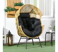 Outsunny Rattan Leisure Chair w/ Cushion - Garden Egg Chair with Headrest - Sand brown | TJ Hughes
