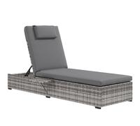 Outsunny Rattan Lounger: Plush Cushioned Recliner with Tea Tray, Wicker Patio Chaise for Relaxation, 120kg Capacity, Grey