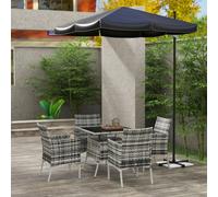 Outsunny Rattan Outdoor Dining Table and Chairs for 4, Mixed Grey