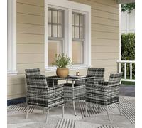 Outsunny Rattan Outdoor Dining Table and Chairs for 4, Mixed Grey - Grey - Steel, PE Rattan