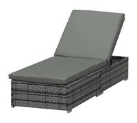 Outsunny Rattan Outdoor Garden Reclining Sun Lounger Grey