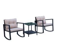Outsunny Rattan Rocking Chair Set - Black | TJ Hughes