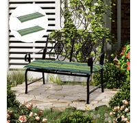 Outsunny Rattan Seating Ensemble: Striped Polyester Cushions for Alfresco Lounging, Set of 2, Verdant Hue Aosom UK