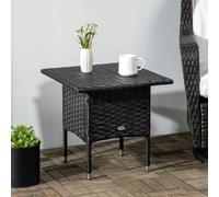 Outsunny PE Rattan Outdoor Coffee Table, Easy Match Rattan Side Table, Black - 50cmx50cmx47cm - Galvanised Steel, PE Rattan