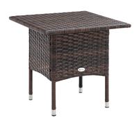 Outsunny Rattan Side Table, Outdoor Coffee Table with Plastic Board Under the Full Woven Table Top for Patio, Garden, Balcony, Mixed Brown Brown