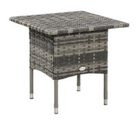 Outsunny Rattan Side Table, Outdoor Coffee Table with Plastic Board Under the Full Woven Table Top for Patio, Garden, Balcony, Mixed Grey Grey