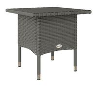 Outsunny Rattan Side Table, Outdoor Coffee Table with Plastic Board Under the Full Woven Table Top for Patio, Garden, Balcony, Grey