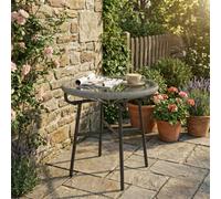 Outsunny Rattan Side Table W/ Tempered Glass Tabletop, Light Grey