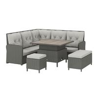 Outsunny Rattan Sofa Set, 6-Piece Outdoor PE Rattan Wicker Sofa with Liftable Coffee Table, Patio Garden Sectional Corner Furniture, Cream Aosom UK