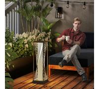 Outsunny Rattan Solar Floor Lamp, Auto On/off Garden Lights, Sand Brown