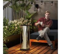 Outsunny Garden Rattan Lamp, 77 cm Tall Solar Rattan Floor Lamp, Solar Garden Light with Auto On/Off LED Lights, IP44 Waterproof for Outdoor, Porch, Pathway, Deck, Grey