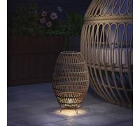 OUTSUNNY Rattan Solar Lamp, Auto On/Off Garden Lantern in Dark Brown Outsunny Dark Brown