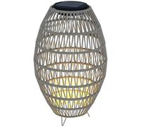 Outsunny Rattan Solar Lamp, Auto On/off Garden Lantern, Grey