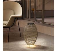 Outsunny Rattan Solar Lamp, Garden Solar Lantern with Auto On/Off Light, IP44 Waterproof, Decorative Outdoor Rattan Lamp for Porch, Pathway, Grey Grey