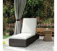 Outsunny Rattan Sun Lounger, Recliner Chair, Adjustable Back, Brown - 195cmx 68cmx31cm - Brown - 1