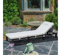 Outsunny Rattan Sun Lounger w/ Padded Cushion for Poolside Dark Grey