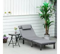 Outsunny Garden Rattan Furniture Recliner Lounger Sun Reclining Daybed Patio