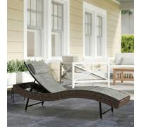 OUTSUNNY Rattan Sun Lounger with 5 Position Back, Texteline Seat, Brown | Size: 190 cm x 60 cm Outsunny Brown 190 cm x 60 cm