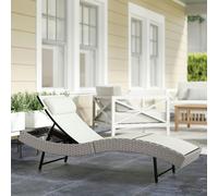 Outsunny Rattan Sun Lounger with 5 Position Back, Texteline Seat, Cream - 198 x 60 x 44 cm - 1 - PE rattan, metal, texteline