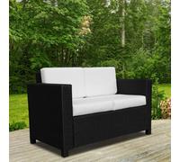 Outsunny Rattan Wicker 2-seat Sofa Loveseat Padded Garden Furniture Black