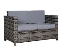 Outsunny Rattan Wicker 2-seat Sofa Loveseat Padded Garden Furniture Grey, Grey
