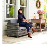 Outsunny Rattan Wicker 2-seat Sofa Loveseat Padded Garden Furniture Brown - Grey | TJ Hughes