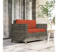 Outsunny Rattan Wicker 2-seat Sofa Loveseat Padded Garden Furniture Grey
