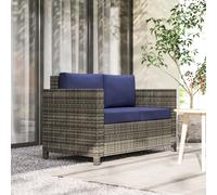 OUTSUNNY Rattan Wicker 2-seat Sofa Loveseat Padded Garden Furniture in Dark Blue Outsunny Dark Blue