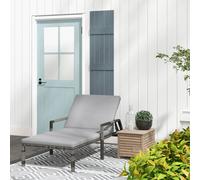 Outsunny Rattan Wicker Chaise Sun Lounger Garden W/ Adjustable Backrest & Wheels In Grey Grey