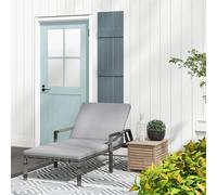 Outsunny Rattan Chaise Sun Lounger w/ Backrest & Wheels, Grey