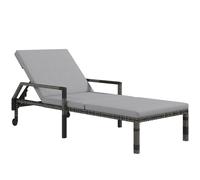 Outsunny Rattan Wicker Chaise Sun Lounger Garden w/ Adjustable Backrest & Wheels