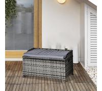 Outsunny PE Rattan Outdoor Storage Bench, Aluminium Garden Bench with Storage Underneath w/Zipped Inner Lining, Rods for Deck, Mixed Grey
