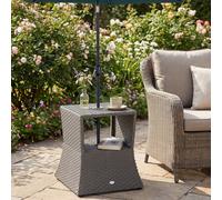 OUTSUNNY Rattan Wicker Tea Coffee Table w/ Umbrella Hole Dark Grey Outsunny Dark Grey