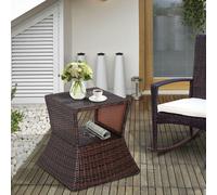 Outsunny Rattan Wicker Tea Coffee Table w/ Umbrella Hole Storage Space Brown | TJ Hughes